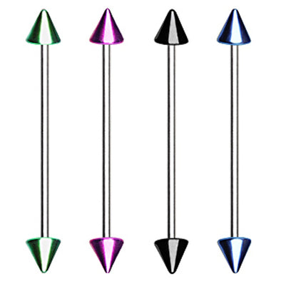 316L Industrial Barbell with PVD Plated Spikes-WildKlass Jewelry