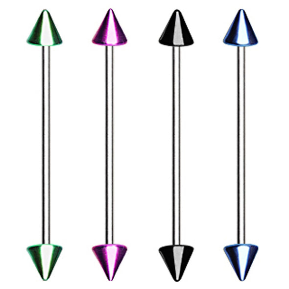 316L Industrial Barbell with PVD Plated Spikes-WildKlass Jewelry