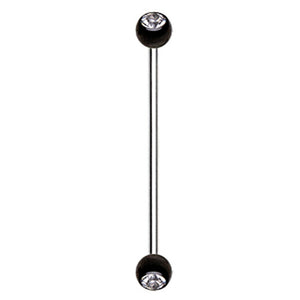 316L Surgical Steel Industrial Barbell with PVD Plated Gemmed Ball-WildKlass Jewelry