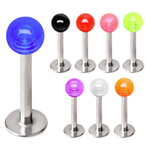 316L Surgical Steel Labret / Monroe with a UV Coated Acrylic Ball-WildKlass Jewelry