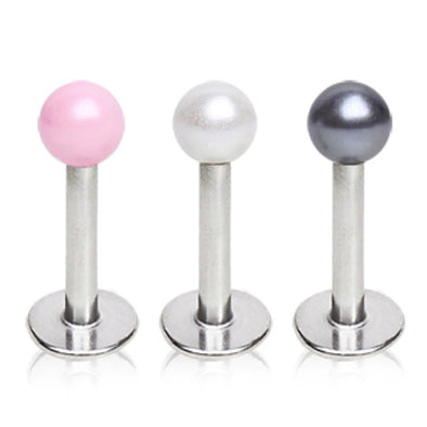 316L Surgical Steel Labret with Pearl Acrylic Ball-WildKlass Jewelry