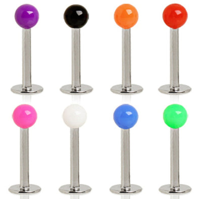 316L Surgical Steel Labret with Solid UV Ball-WildKlass Jewelry