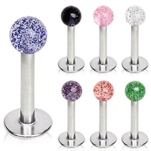 316L Surgical Steel Metallic Glitter Ball Labret-WildKlass Jewelry