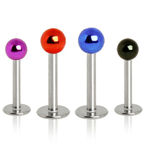 316L Surgical Steel Vacuum-Coated Metallic Acrylic Ball Labret-WildKlass Jewelry
