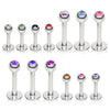316L Surgical Steel Labret / Monroe with Gemmed Ball-WildKlass Jewelry