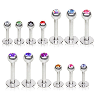 316L Surgical Steel Labret / Monroe with Gemmed Ball-WildKlass Jewelry