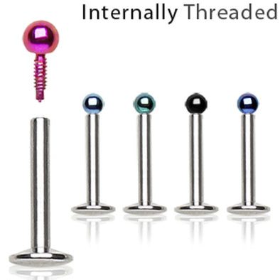316L Surgical Steel Internally Threaded Labret/Monroe with 2mm PVD Plated Ball-WildKlass Jewelry