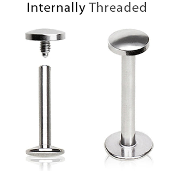 316L Surgical Steel Internally Threaded Labret with Round Flat Disc-WildKlass Jewelry