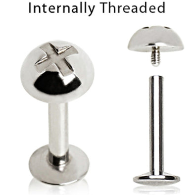 316L Surgical Steel Internally Threaded Labret with Phillips Bolt Top-WildKlass Jewelry