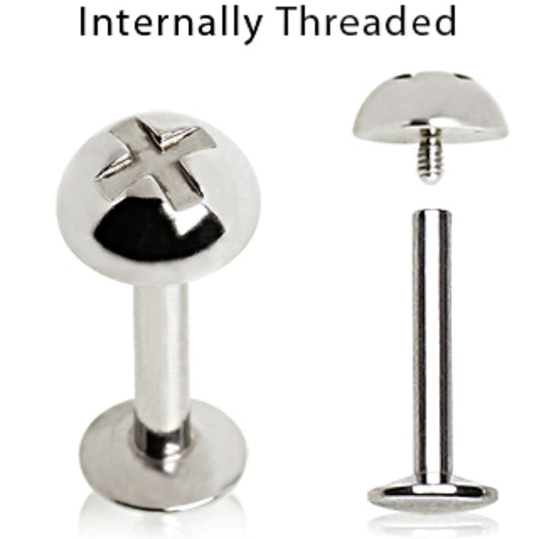 316L Surgical Steel Internally Threaded Labret with Phillips Bolt Top-WildKlass Jewelry