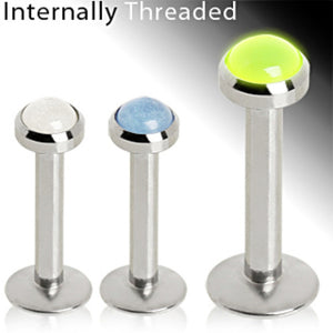 316L Internally Threaded Glow in the Dark Flat Top Labret-WildKlass Jewelry