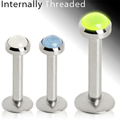 316L Internally Threaded Glow in the Dark Flat Top Labret-WildKlass Jewelry