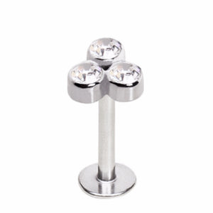 316L Stainless Steel Triple Gemmed Labret-WildKlass Jewelry