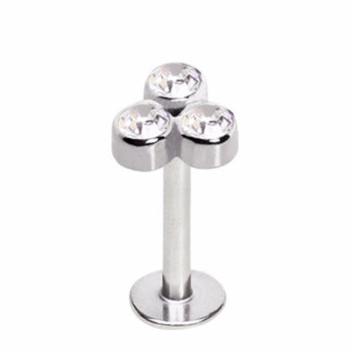 316L Stainless Steel Triple Gemmed Labret-WildKlass Jewelry