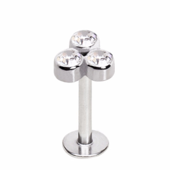 316L Stainless Steel Triple Gemmed Labret-WildKlass Jewelry