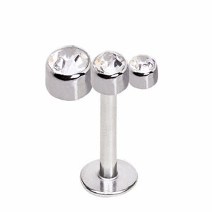 316L Stainless Steel Triple CZ Droplet Top Labret-WildKlass Jewelry