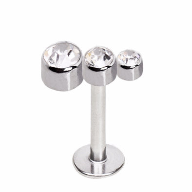 316L Stainless Steel Triple CZ Droplet Top Labret-WildKlass Jewelry
