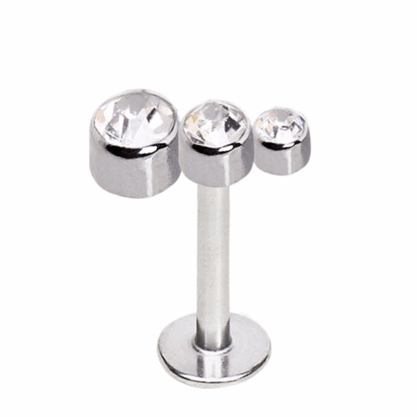 316L Stainless Steel Triple CZ Droplet Top Labret-WildKlass Jewelry