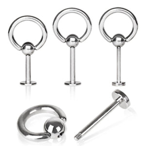 316L Surgical Steel Labret / Monroe with Slave Ring Ball-WildKlass Jewelry
