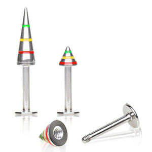 316L Surgical Steel Labret / Monroe with 3-Striped Spike-WildKlass Jewelry