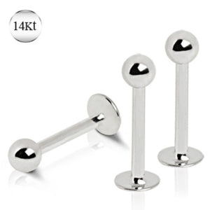 14Kt White Gold Labret with Ball-WildKlass Jewelry