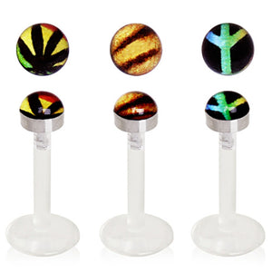 Internally Threaded Bio Flex Labret with Logo Top-WildKlass Jewelry