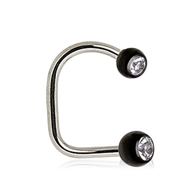 316L Surgical Steel Loop with PVD Plated Gemmed Balls-WildKlass Jewelry