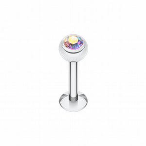Basic Steel Gem Ball Labret-WildKlass Jewelry