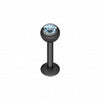 Blackline PVD Gem Ball Steel Labret-WildKlass Jewelry