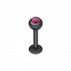 Blackline PVD Gem Ball Steel Labret-WildKlass Jewelry