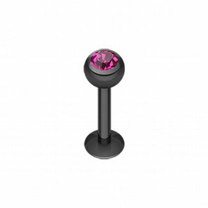 Blackline PVD Gem Ball Steel Labret-WildKlass Jewelry