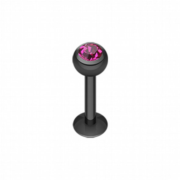 Blackline PVD Gem Ball Steel Labret-WildKlass Jewelry