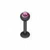 Blackline PVD Gem Ball Steel Labret-WildKlass Jewelry