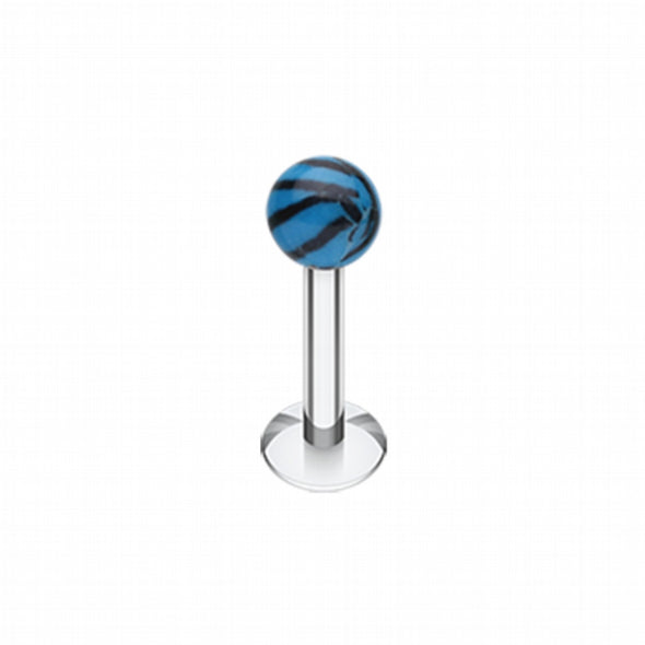 Tiger Stripe UV Acrylic Ball Top Labret-WildKlass Jewelry