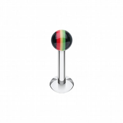 Rasta Jamaican Stripe UV Acrylic Ball Top Labret-WildKlass Jewelry