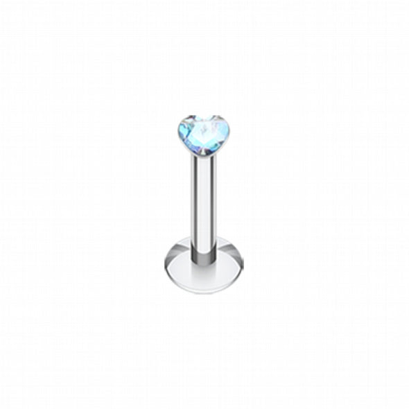 Heart Gem Top Internally Threaded Labret-WildKlass Jewelry