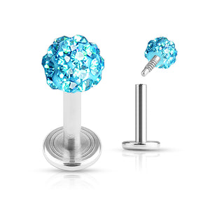 Ferido Crystal Top Internally Threaded WildKlass Labret Monroe 316L Surgical Steel-WildKlass Jewelry