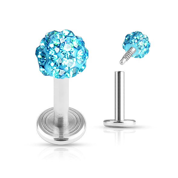 Ferido Crystal Top Internally Threaded WildKlass Labret Monroe 316L Surgical Steel-WildKlass Jewelry