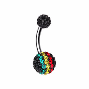 Brilliant Rasta Jamaican Multi-Sprinkle Dot Belly Button Ring-WildKlass Jewelry