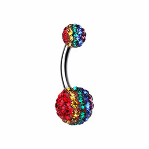 Brilliant Rainbow Multi-Sprinkle Dot Belly Button Ring-WildKlass Jewelry