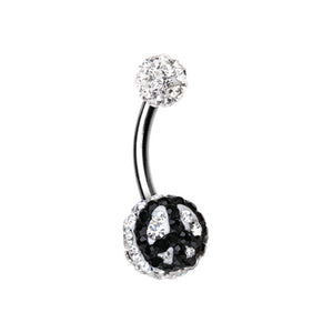 Peace Sign Multi-Sprinkle Dot Belly Button Ring-WildKlass Jewelry