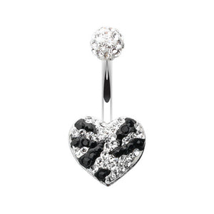 Majestic Stripe Heart Multi-Sprinkle Dot Belly Button Ring-WildKlass Jewelry