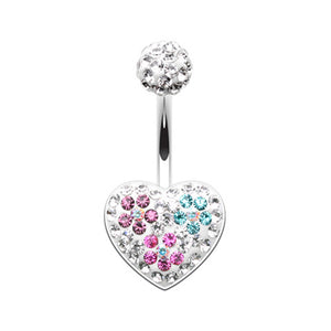 Blossom Crystal Heart Multi-Sprinkle Dot Belly Button Ring-WildKlass Jewelry