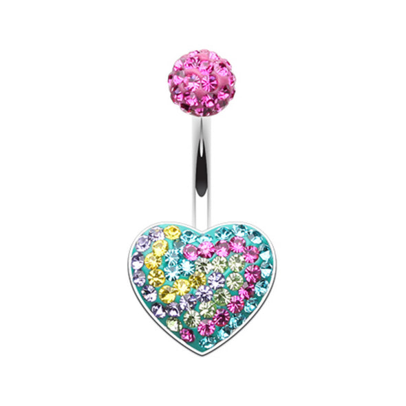 Vibrant Swirl Heart Multi-Sprinkle Dot Belly Button Ring-WildKlass Jewelry