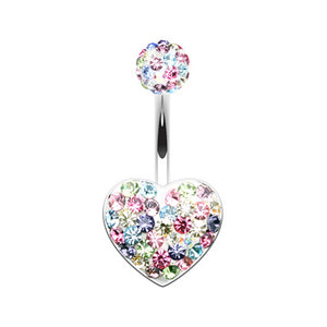 Brilliant Sprinkles Heart Multi-Sprinkle Dot Belly Button Ring-WildKlass Jewelry