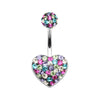 Brilliant Sprinkles Heart Multi-Sprinkle Dot Belly Button Ring-WildKlass Jewelry