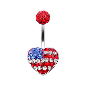American Flag Heart Multi-Sprinkle Dot Belly Button Ring-WildKlass Jewelry