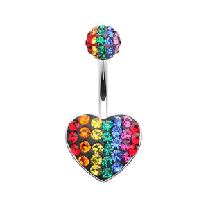 Rainbow Heart Multi-Sprinkle Dot Belly Button Ring-WildKlass Jewelry