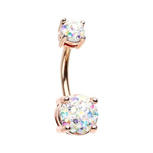 Rose Gold Sprinkle Dot Multi Gem Prong Set WildKlass Belly Button Ring-WildKlass Jewelry