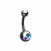 Colorline Double Gem Ball Steel Belly Button Ring-WildKlass Jewelry